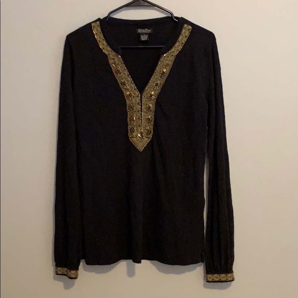 Beaded lucky brand long sleeve tee